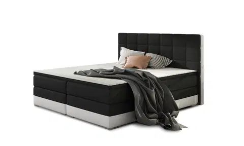 Postele NABBI Dalino 160 čalúnená manželská posteľ s úložným priestorom čierna / biela