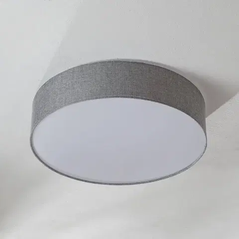 Stropné svietidlá EGLO Sivé stropné svietidlo Pasteri s ľanovým tienidlom 57 cm