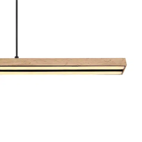 Závesné svietidlá Globo Závesné svietidlo Doro LED, dĺžka 101,5 cm, dub, drevo