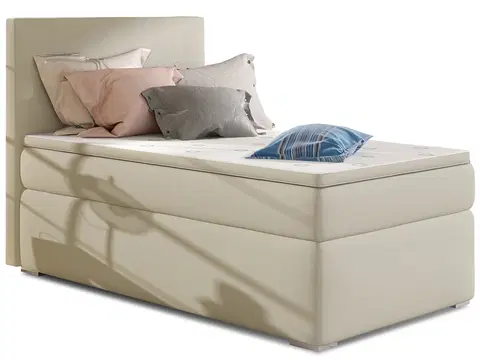 Postele NABBI Rodrigo 90 L čalúnená jednolôžková posteľ s úložným priestorom béžová