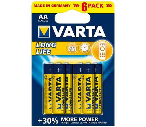 Predlžovacie káble VARTA Varta 4106 - 6 ks Alkalické batérie LONGLIFE EXTRA AA 1,5V 