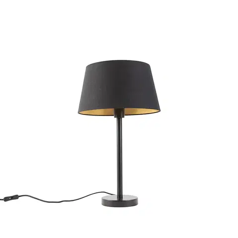 Stolove lampy Klasická stolová lampa čierna s čiernym tienidlom 32 cm - Simplo