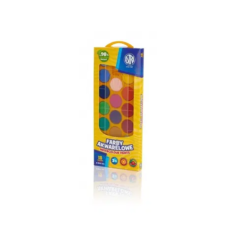 Hračky ASTRA - Vodové farby so štetcom priemer 23,5mm 18 farieb, 302118003