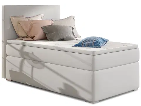 Postele NABBI Rodrigo 90 L čalúnená jednolôžková posteľ s úložným priestorom biela