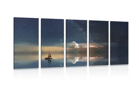 Obrazy prírody a krajiny 5-dielny obraz loďka na mori