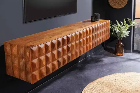 TV stolíky LuxD Dizajnový závesný TV stolík Ladarius 160 cm mango