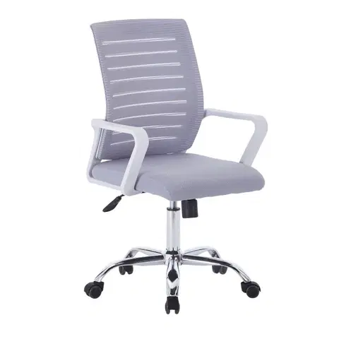 Kancelárske stoličky KONDELA Cage kancelárska stolička s podrúčkami sivá / biela / chróm