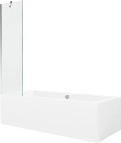 Sprchové dvere MEXEN/S - Cube obdĺžniková vaňa 180 x 80 cm s panelom + vaňová zástena 50 cm, transparent, chróm 550518080X9505000001