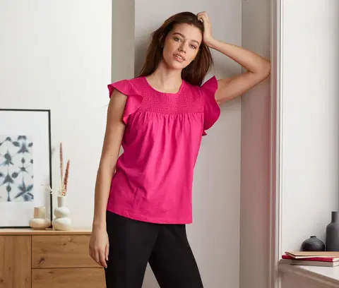 Shirts & Tops Tričko s volánovými rukávmi, ružové