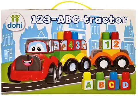 Hračky stavebnice DOHÁNY TOYS - Stavebnica traktor s prívesom 123-ABC