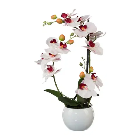 Kvety Umelá Orchidea v keramickom kvetináči biela, 42 cm 1118033-10