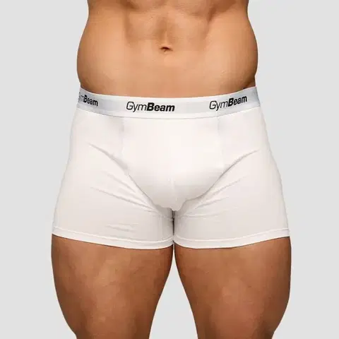 Spodné prádlo a plavky GymBeam Pánske boxerky Essentials 3Pack White  MM