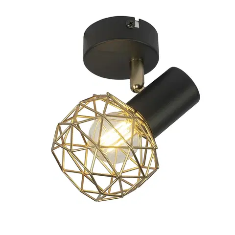 Nastenne lampy Dizajnové bodové čierne so zlatom nastaviteľným - Mesh