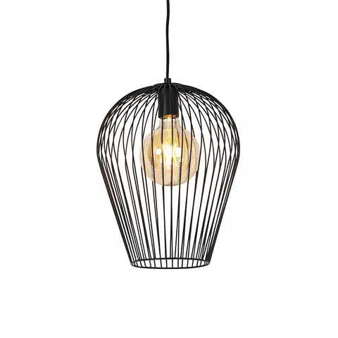 Zavesne lampy Dizajnové závesné svietidlo čierne - Wire Ario