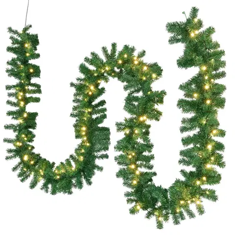 Vianočné ozdoby Juskys Umelá vianočná girlanda 5 m v zelenej farbe 100 LED