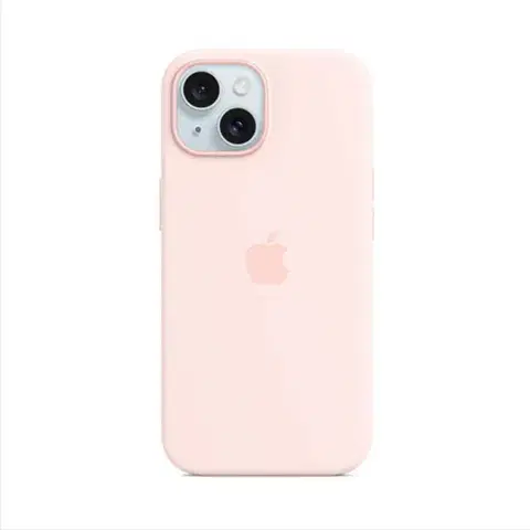 Puzdrá na mobilné telefóny Silikónový zadný kryt pre Apple iPhone 15 Plus s MagSafe, svetlo ružová MT143ZM/A