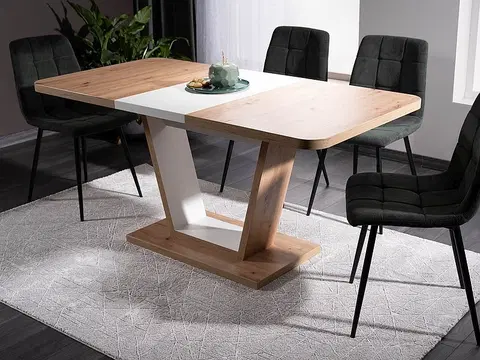 Jedálenské stoly Rozkladací jedálenský stôl NIGEL Signal Dub artisan / bílá