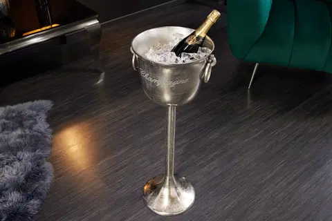 Dekorácie LuxD Dizajnový chladič šampanského Champagne 80 cm strieborný