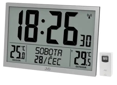 Meteostanice Digitálne rádiom riadené XL hodiny JVD RB9412.2, biele