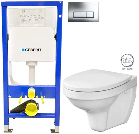 Kúpeľňa GEBERIT DuofixBasic s chrómovým tlačidlom DELTA51 + WC CERSANIT DELFI + SOFT SEDADLO 458.103.00.1 51CR DE2