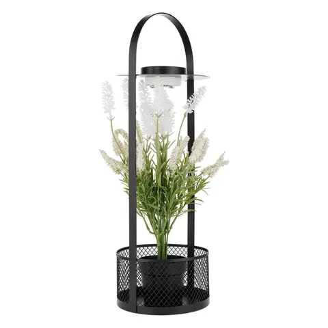 Kvetináče a truhlíky Dekoračný stojan s kvetináčom, LED osvetlenie, 50,3 cm, s umelou kvetinou, VELOM TYP 1