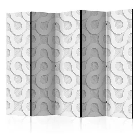 Paravány Paraván Grey Spirals Dekorhome 225x172 cm (5-dielny)