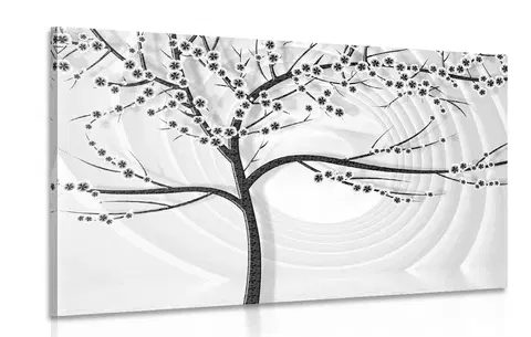 Čiernobiele obrazy Obraz moderný čiernobiely strom na abstraktnom pozadí