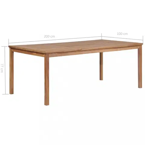 Záhradné stoly Záhradný jedálenský stôl teak Dekorhome 200x100x77 cm