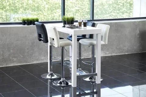 Barové stoličky Dkton Dizajnová barová stolička Nerine, biela a chrómová-ekokoža