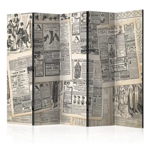 Paravány Paraván Vintage Newspapers Dekorhome 225x172 cm (5-dielny)