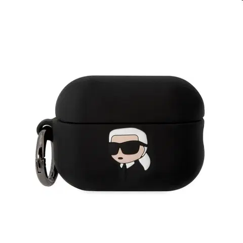 Slúchadlá Karl Lagerfeld 3D Logo NFT Karl Head silikónový obal pre Apple AirPods Pro 2, čierny