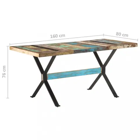 Jedálenské stoly Jedálenský stôl drevo / oceľ Dekorhome 160x80x76 cm