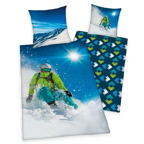Obliečky Herding Bavlnené obliečky Skiing, 140 x 200 cm, 70 x 90 cm