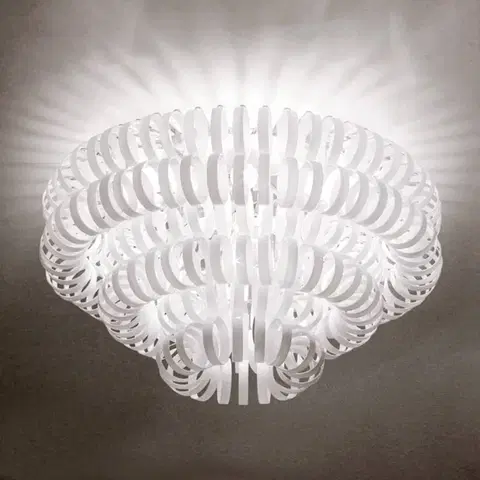 Stropné svietidlá Vistosi Sklená stropná lampa ECOS, biela