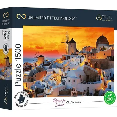 Hračky puzzle TREFL - Prime puzzle 1500 UFT - Romantický západ slnka: Oia, Santorini