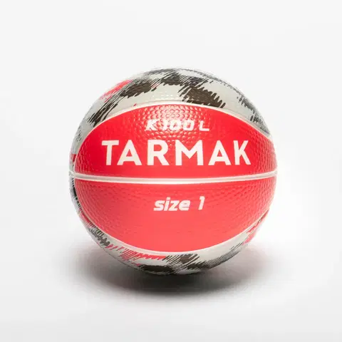 basketbal Detská penová minilopta na basketbal K100 veľkosť 1 červeno-sivá
