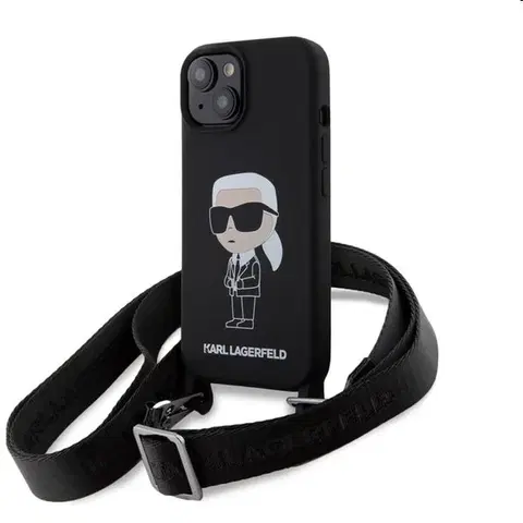Puzdrá na mobilné telefóny Karl Lagerfeld Liquid Silicone Crossbody Ikonik pre Apple iPhone 15, čierne 57983116865