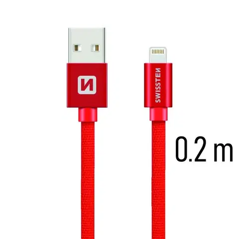 Dáta príslušenstvo Dátový kábel Swissten textilný s Lightning konektorom a podporou rýchlonabíjania, Red 71523106