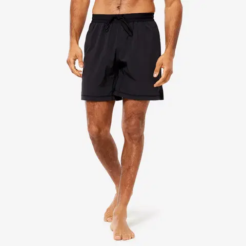 nohavice Pánske šortky na hot jogu mimoriadne ľahké so všitými slipmi čierne