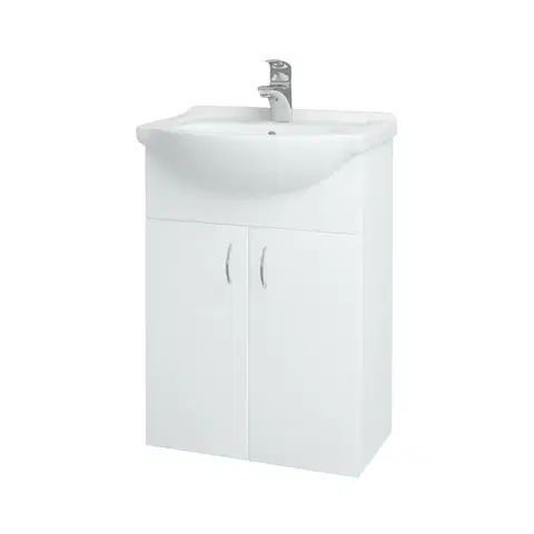 Kúpeľňový nábytok Dreja - Kúpeľňová skriňa PLUTO SZD2 55 - N01 Biela lesk / N01 Biela lesk 52327
