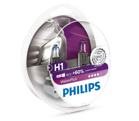 Žiarovky Philips SADA 2x Autožiarovka Philips VISION PLUS 12258VPS2 H1 P14,5s/55W/12V 3250K 