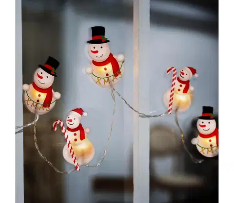 Vianočné dekorácie   1V251-LED Vianočná reťaz s prísavkami 6xLED/2xAA 1,2m teplá biela snehuliak 