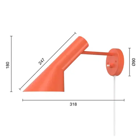 Nástenné svietidlá Louis Poulsen Dizajnové nástenné svietidlo Louis Poulsen AJ oranžové