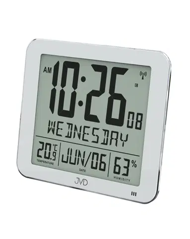 Hodiny Rádiom riadené digitálne hodiny s budíkom JVD strieborné DH9335.1, 25cm