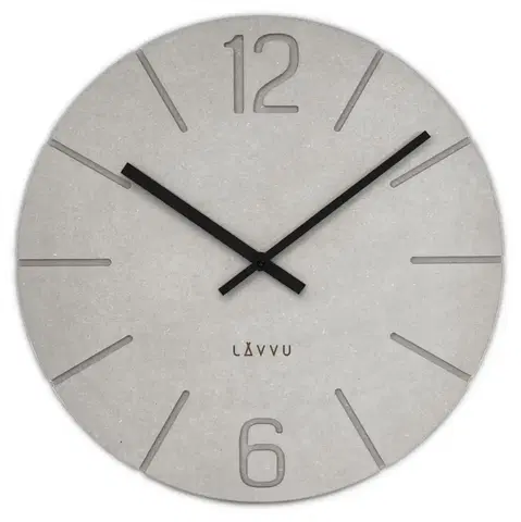 HODINY NA STENU CRYSTAL Drevené hodiny LAVVU Natur LCT5025, sivá 34cm
