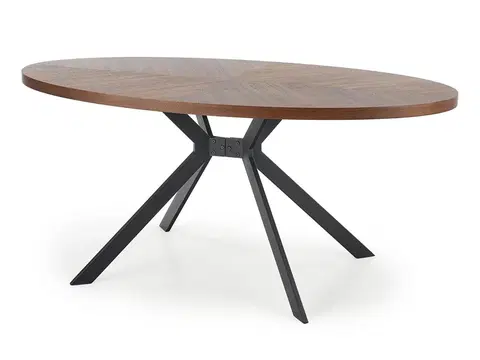 Jedálenské stoly HALMAR Locarno oválny jedálenský stôl orech / čierna