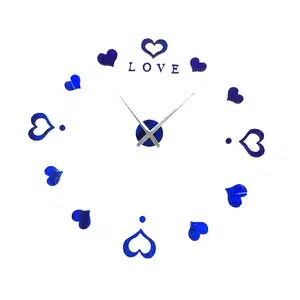 Hodiny 3D Nalepovacie hodiny DIY Clock Love, modré 80-130cm