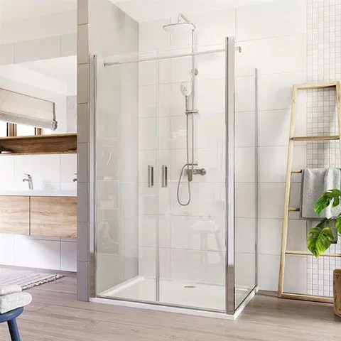 Sprchovacie kúty MEREO - Sprchový kút, Lima, obdĺžnik, 90x100x190 cm, chróm ALU, sklo Číre CK87573K