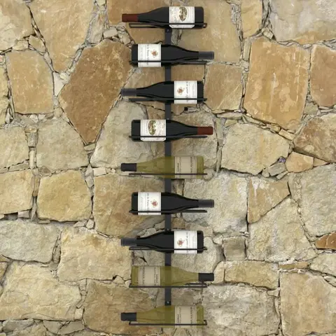 DEKORÁCIE A DOPLNKY Nástenný stojan na víno na 9 fliaš Dekorhome Čierna