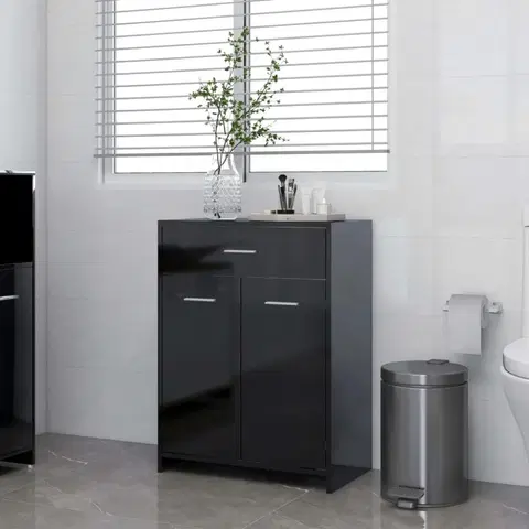 Kúpeľňové skrinky Kúpeľňová skrinka DTD doska Dekorhome Čierna lesk